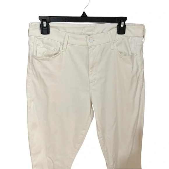 MOTHER The Looker Crop White Straight Leg Ankle Crop Jeans Glass Slipper White - Picture 10 of 15